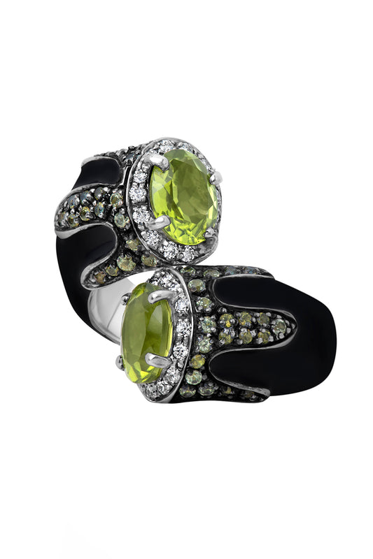 Peridot Black Bypass Ring