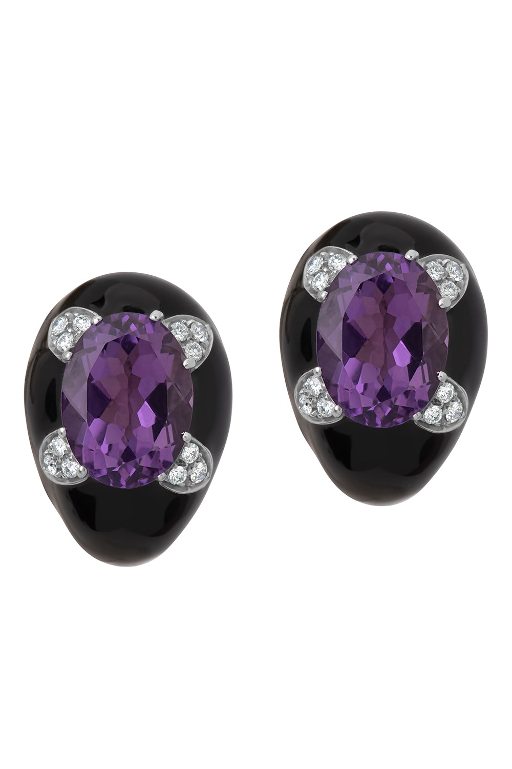 Diamond Amethyst Black Earrings