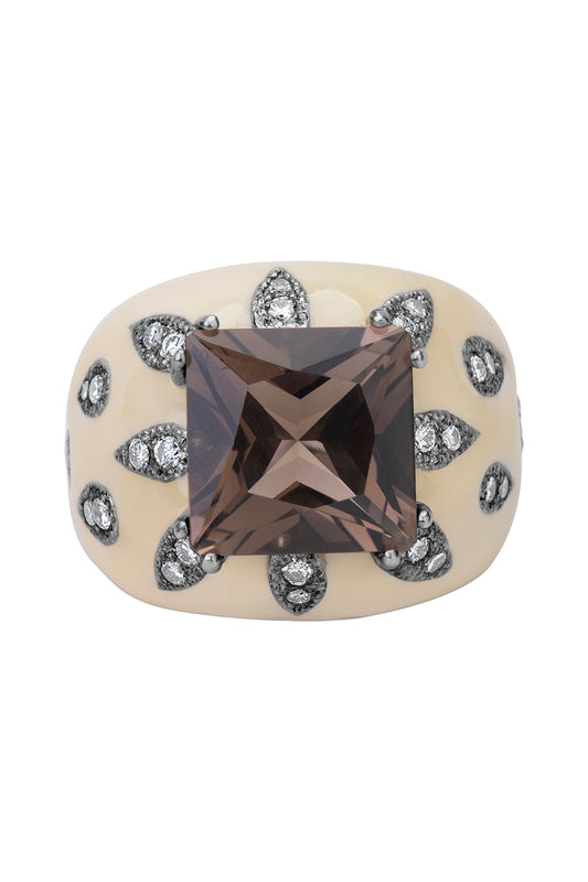 Diamond Smoky Topaz Ring