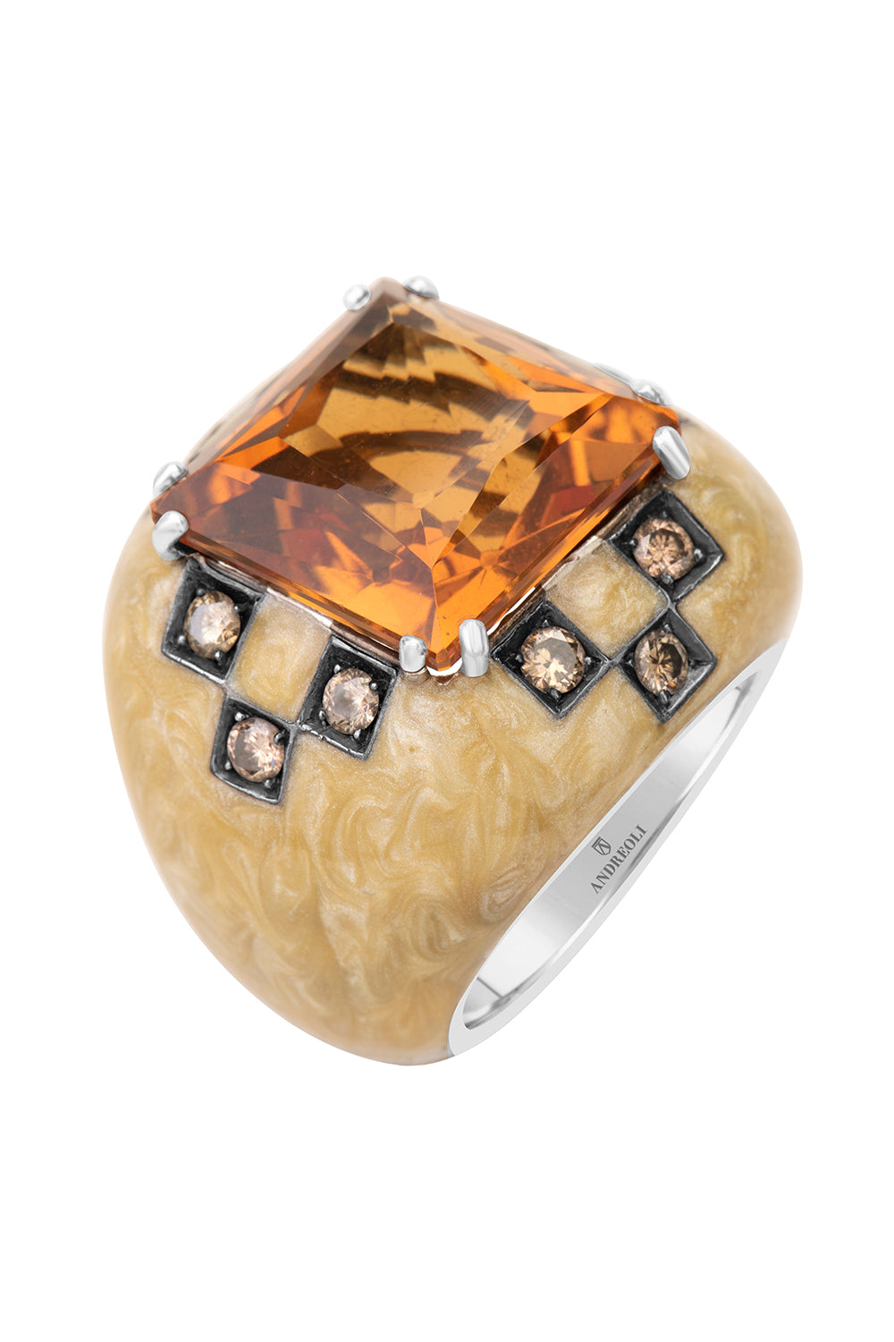 Diamond Citrine White Ring