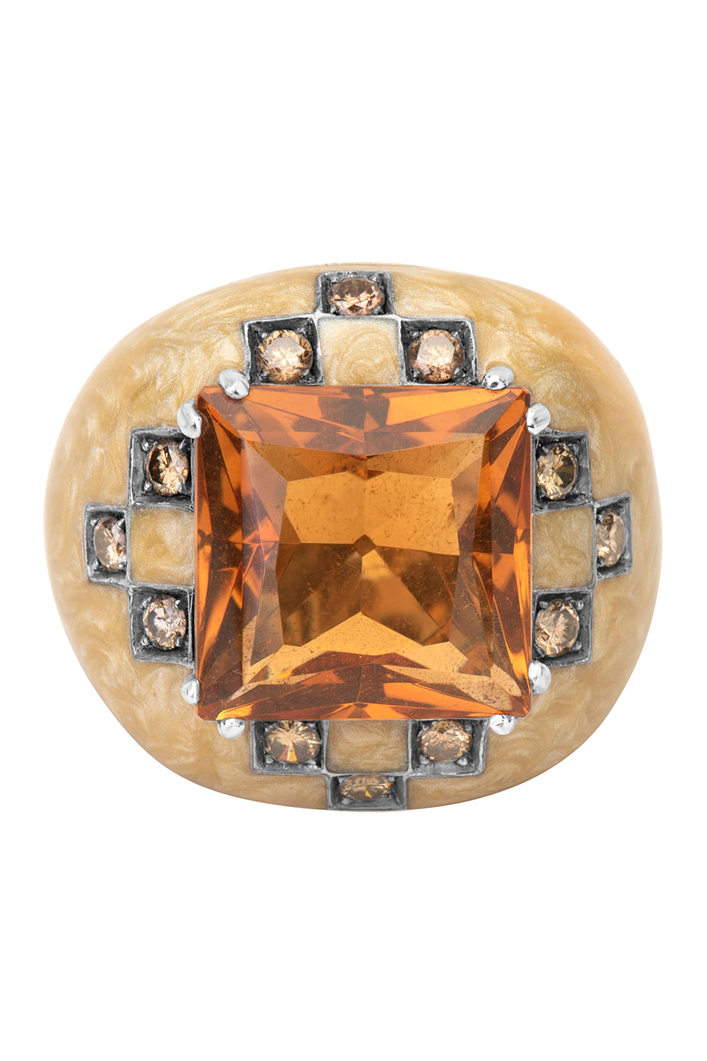 Diamond Citrine White Ring
