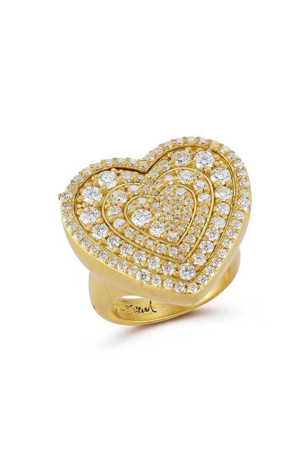 White Diamond Heart Ring-YELLOW GOLD-7.5-JEWELRYFINE JEWELNECKLACE O-TANYA FARAH