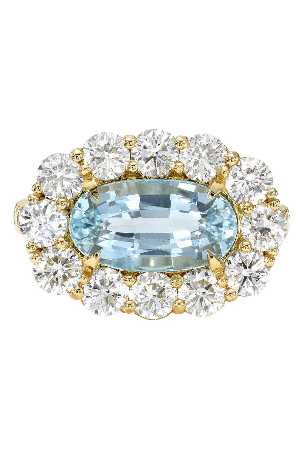 Aquamarine Diamond Heirloom Ring-YELLOW GOLD-7.5-JEWELRYFINE JEWELRING-RETROUVAI