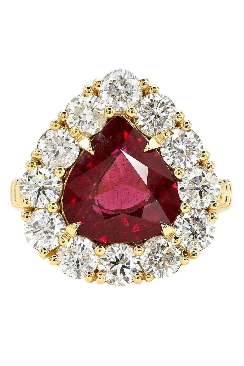Rubellite Diamond Heirloom Bezel Ring-YELLOW GOLD-6-JEWELRYFINE JEWELRING-RETROUVAI