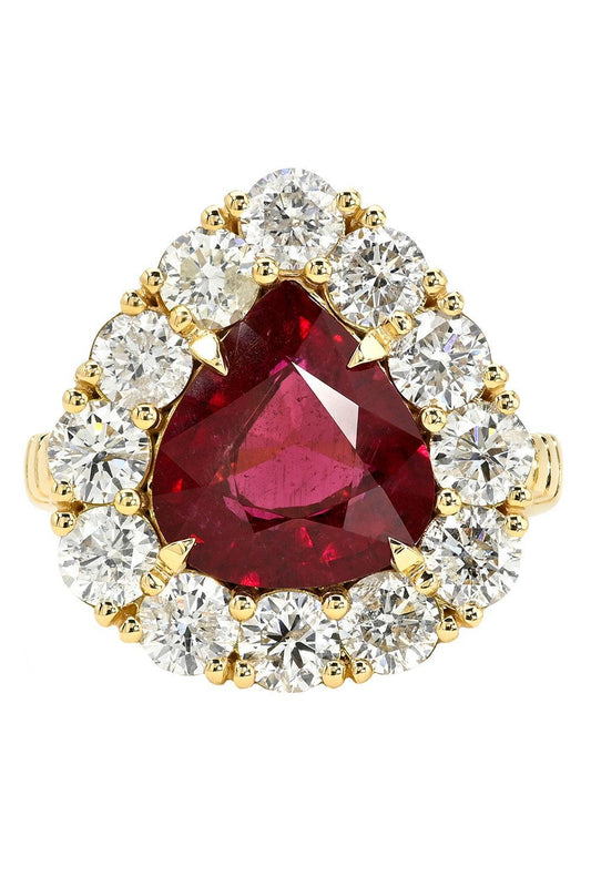 Rubellite Diamond Heirloom Bezel Ring-YELLOW GOLD-6-JEWELRYFINE JEWELRING-RETROUVAI