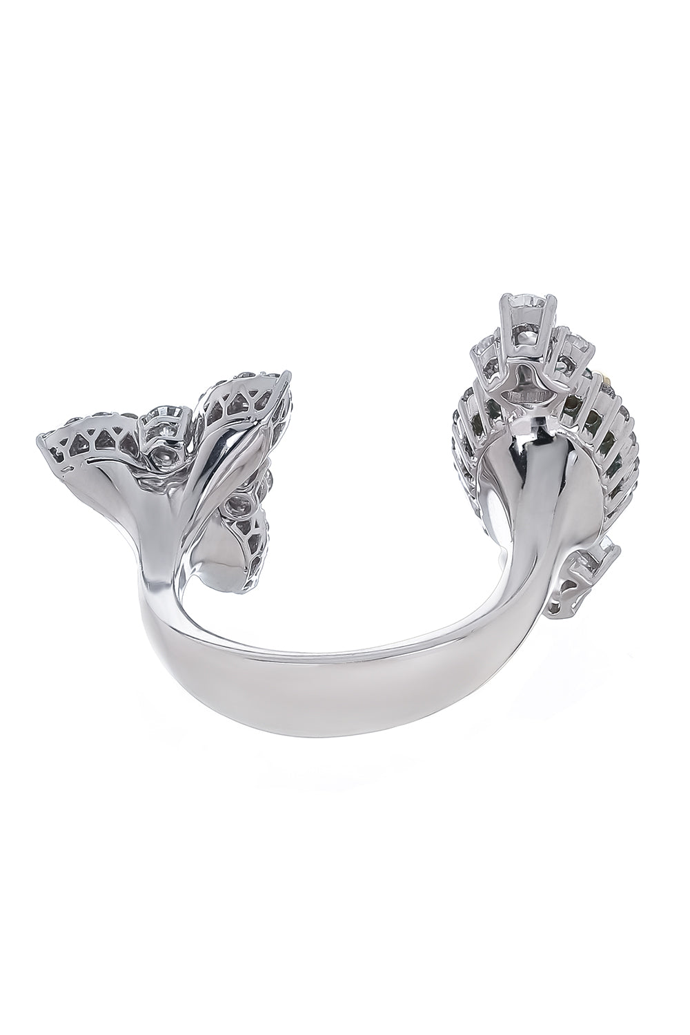 Emerald Diamond Open Ring-WHITE GOLD-6.75-JEWELRYFINE JEWELRING-YEPREM JEWELLERY