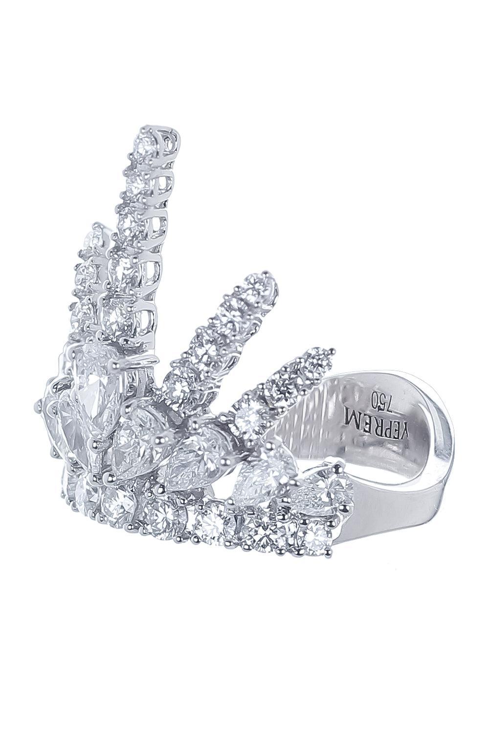 Diamond Crown Ring-WHITE GOLD-6.75-JEWELRYFINE JEWELRING-YEPREM JEWELLERY
