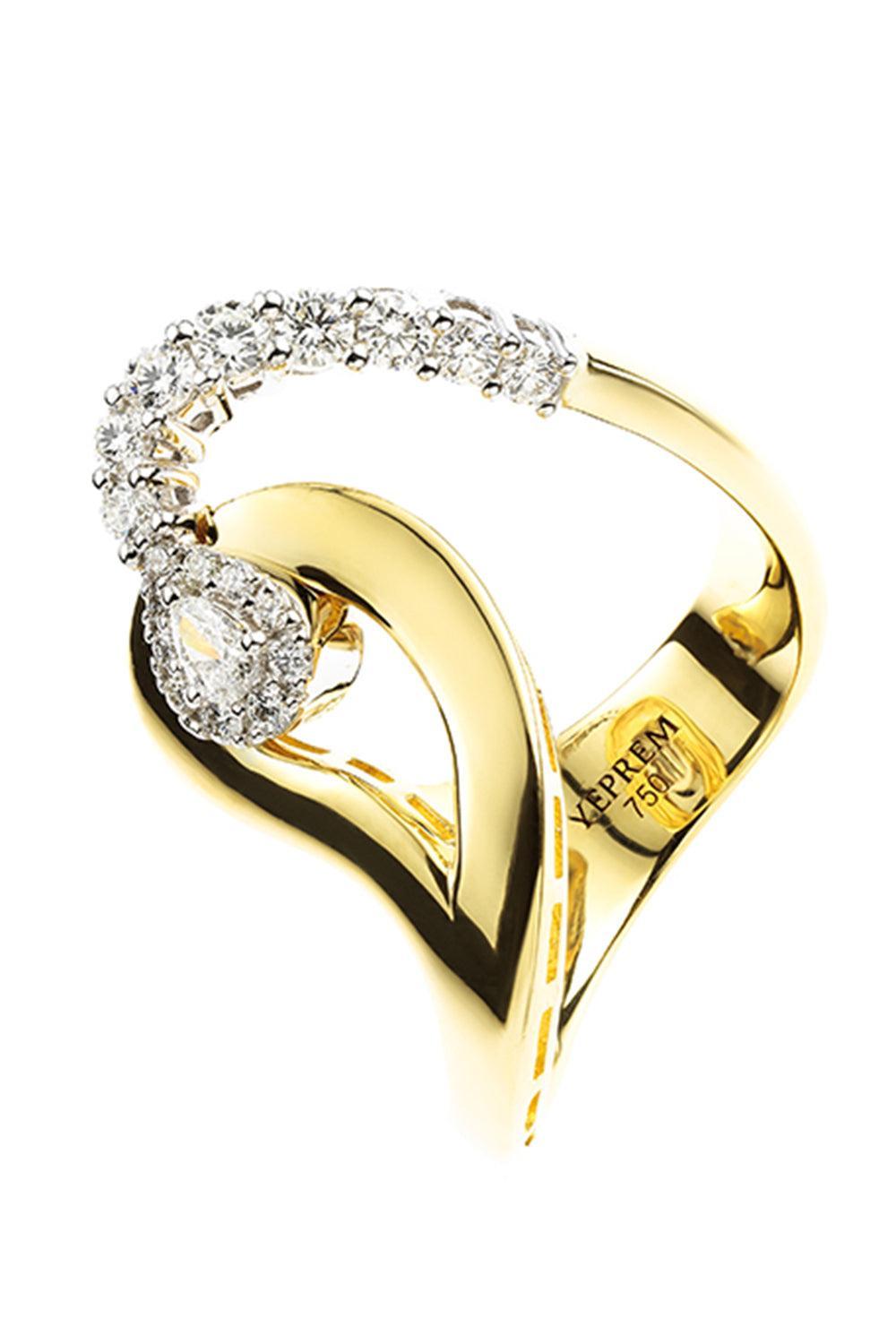 Diamond Loop Golden Strada Ring-YELLOW GOLD-6.75-JEWELRYFINE JEWELRING-YEPREM JEWELLERY