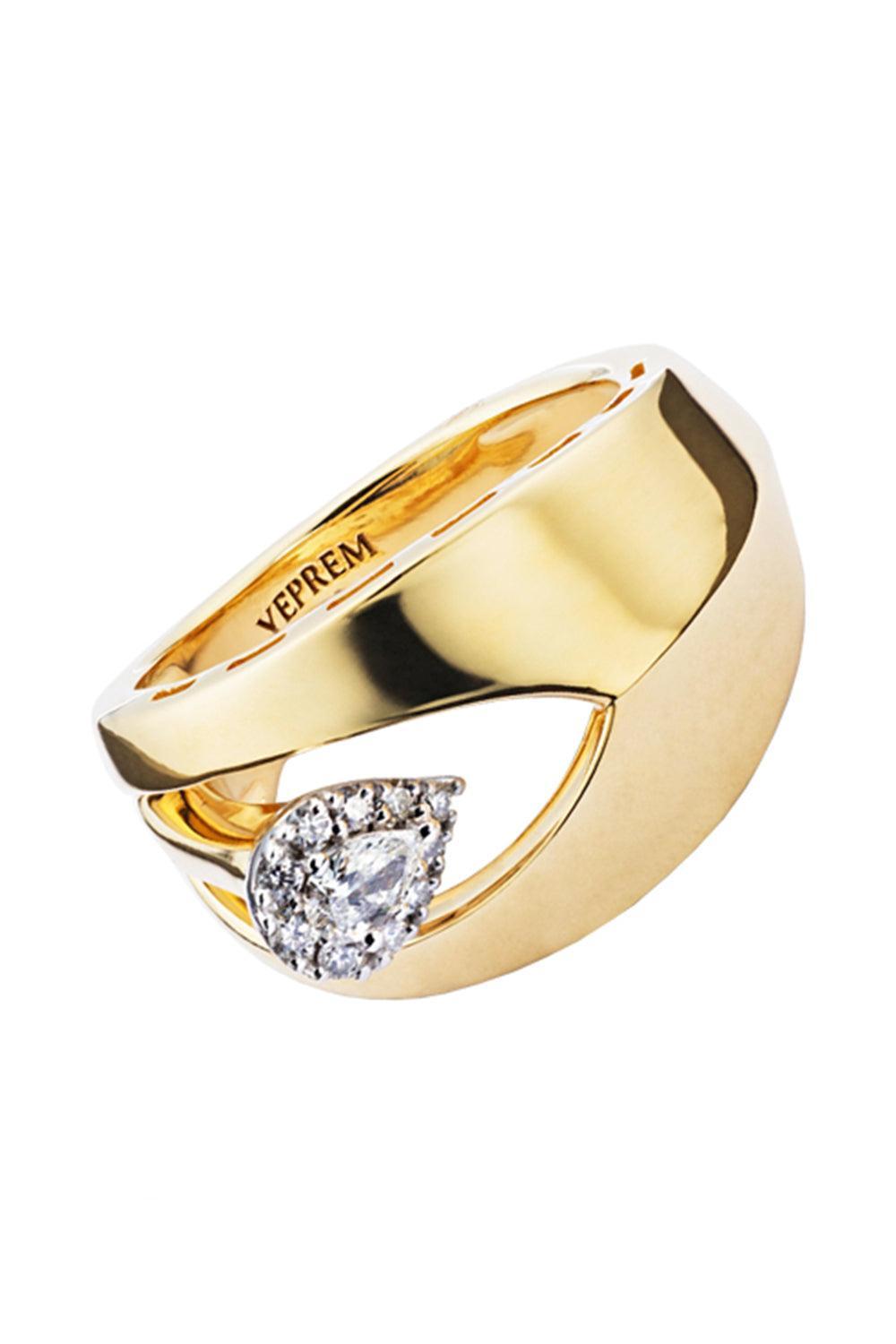 Diamond Floating Wide Band Golden Strada Ring-YELLOW GOLD-6.5-JEWELRYFINE JEWELRING-YEPREM JEWELLERY