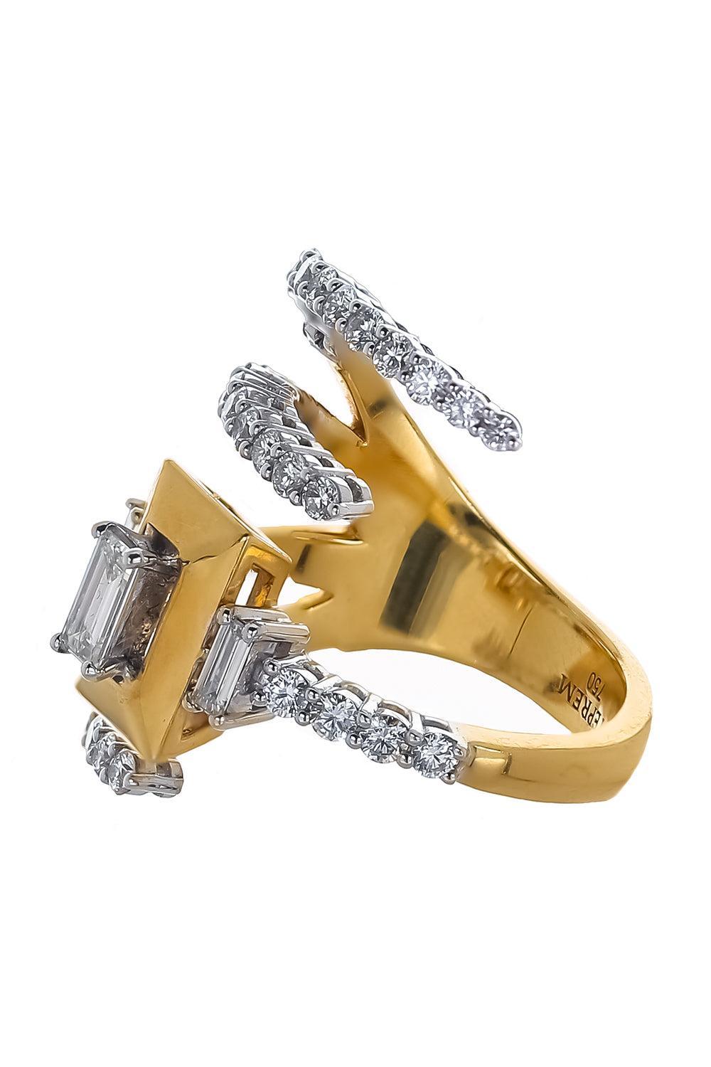 Diamond Three Open Band Ring-YELLOW GOLD-5.5-JEWELRYFINE JEWELRING-YEPREM JEWELLERY