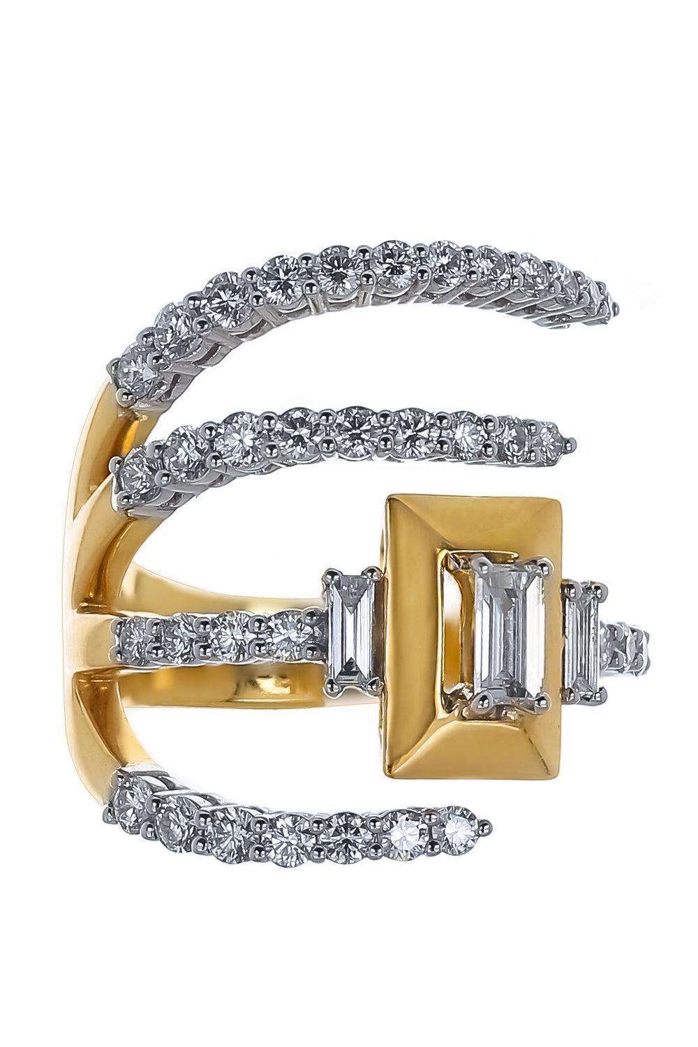 Diamond Three Open Band Ring-YELLOW GOLD-5.5-JEWELRYFINE JEWELRING-YEPREM JEWELLERY
