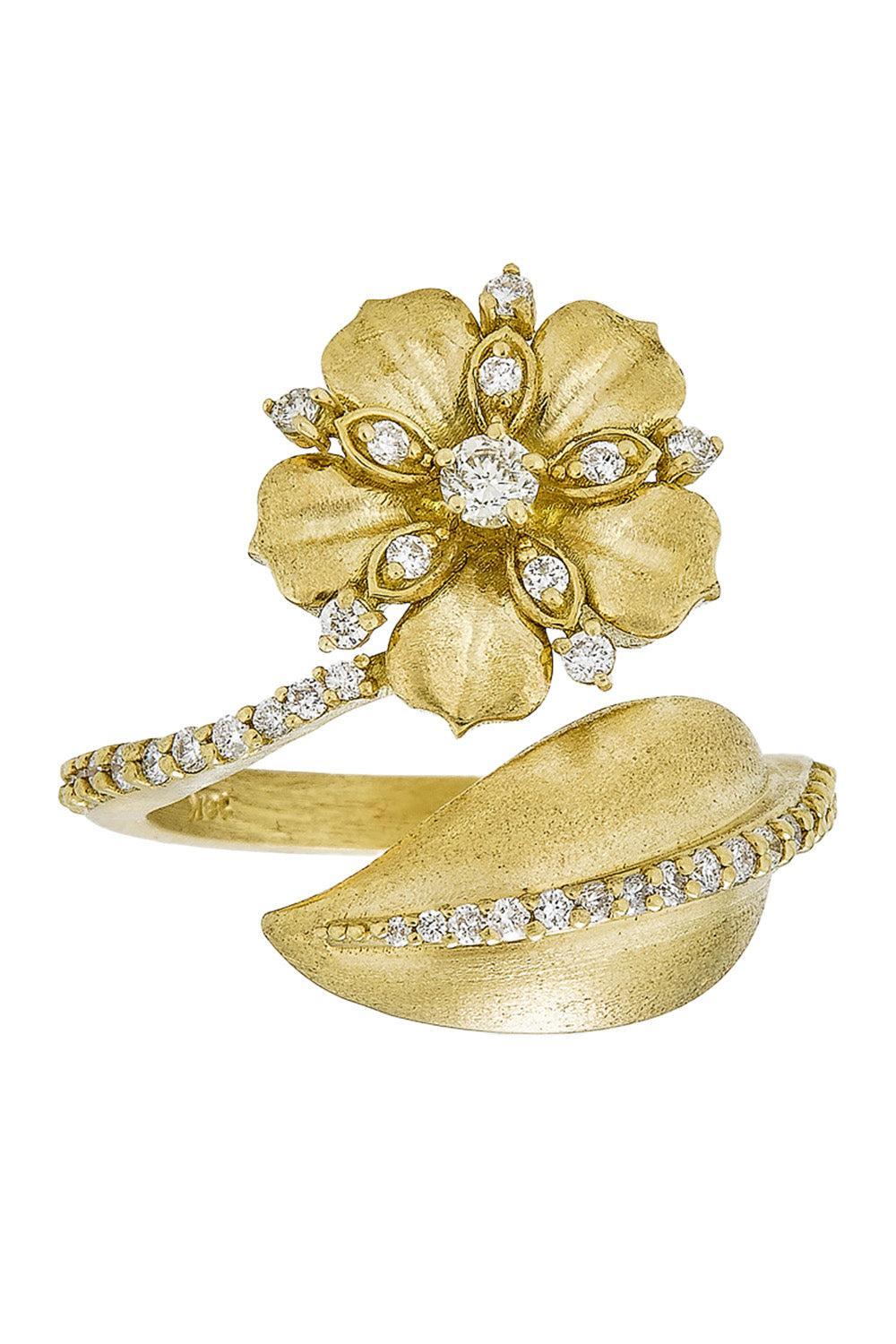 Diamond Bloom Flower Leaf Wrap Ring-YELLOW GOLD-5.75-JEWELRYFINE JEWELRING-TANYA FARAH