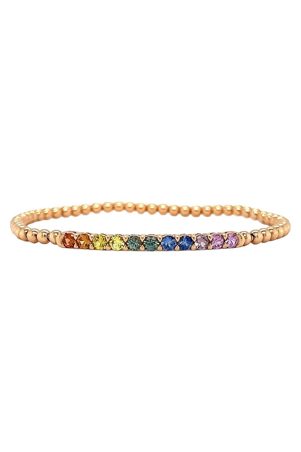 Rainbow Sapphire Beaded Stretch Bracelet-ROSE GOLD-JEWELRYFINE JEWELBRACELET O-LISA NIK