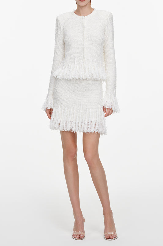 Fringe Knit Mini Skirt