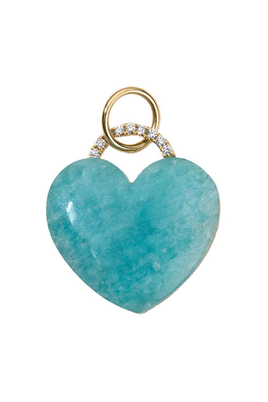 Amazonite Rock Solid Heart Charm-YELLOW GOLD-JEWELRYFINE JEWELPENDANT-DEVON WOODHILL