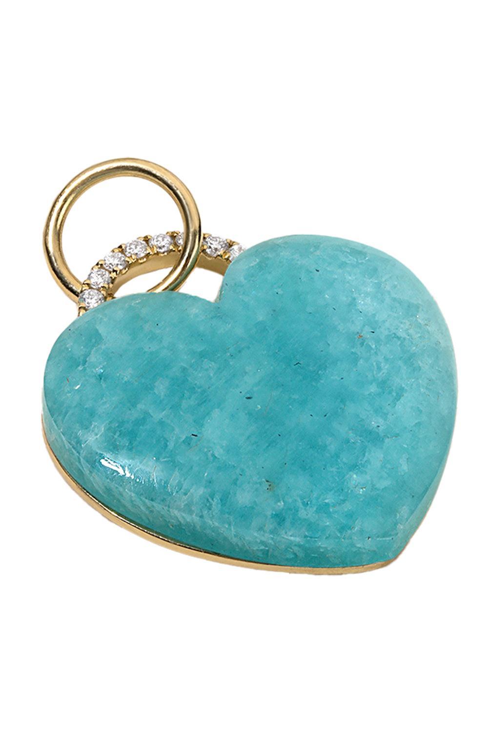 Amazonite Rock Solid Heart Charm-YELLOW GOLD-JEWELRYFINE JEWELPENDANT-DEVON WOODHILL