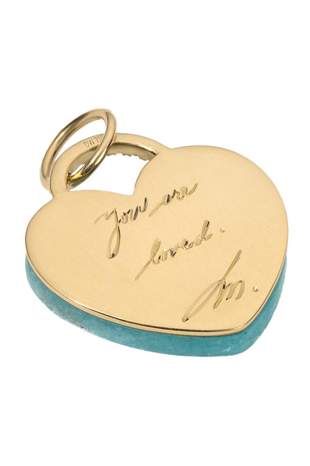 Amazonite Rock Solid Heart Charm-YELLOW GOLD-JEWELRYFINE JEWELPENDANT-DEVON WOODHILL
