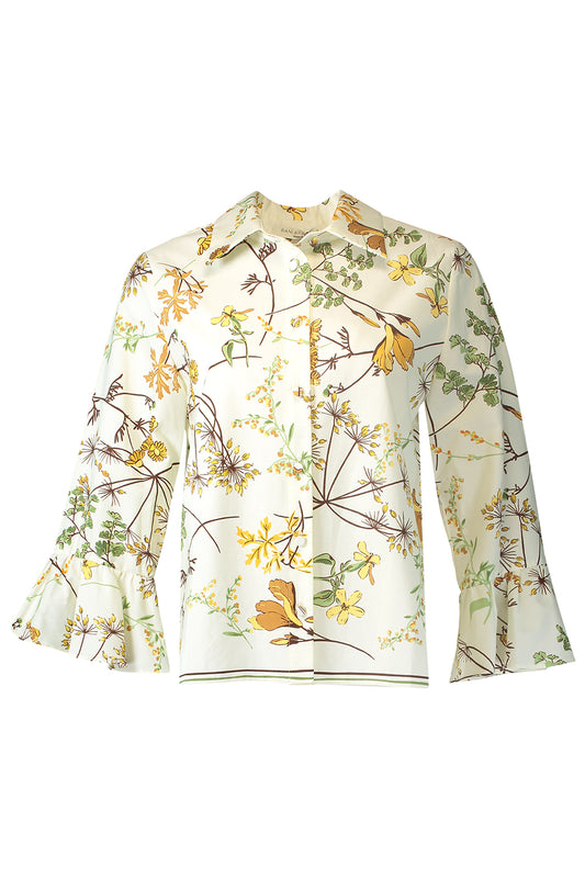 Classic Ruffle Long Sleeve Shirt-FLORAL-XS-CLOTHINGTOPBLOUSE-RANI ARABELLA