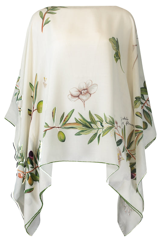Floral Print Poncho - Olive Tree-FLORAL-O/S-CLOTHINGTOPPONCHO-RANI ARABELLA
