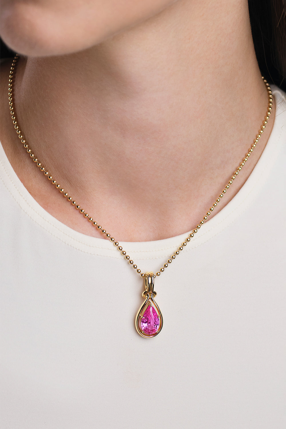 Pink Sapphire Rocky Pear Charm