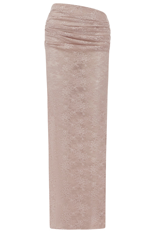 Lace Tucked Column Skirt