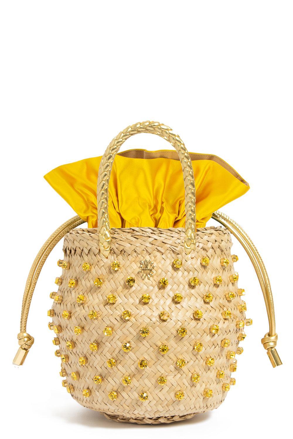 Nina Crystal Bag - Yellow-LTSUNSHN-HANDBAGTOP HANDLE-LE NINE