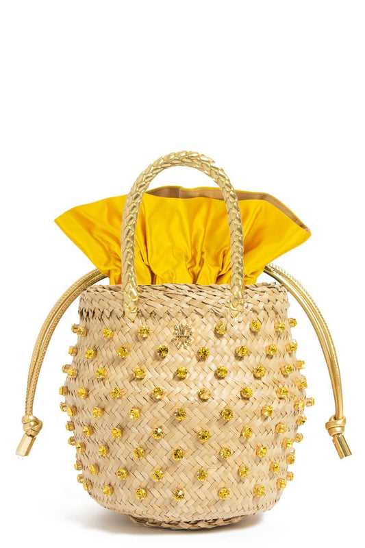 Nina Crystal Bag - Yellow-LTSUNSHN-HANDBAGTOP HANDLE-LE NINE