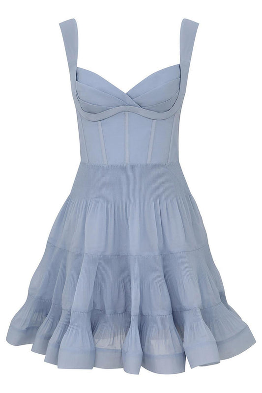 Pleated Draped Mini Dress-BLUE-0-CLOTHINGDRESSCASUAL-ZIMMERMANN