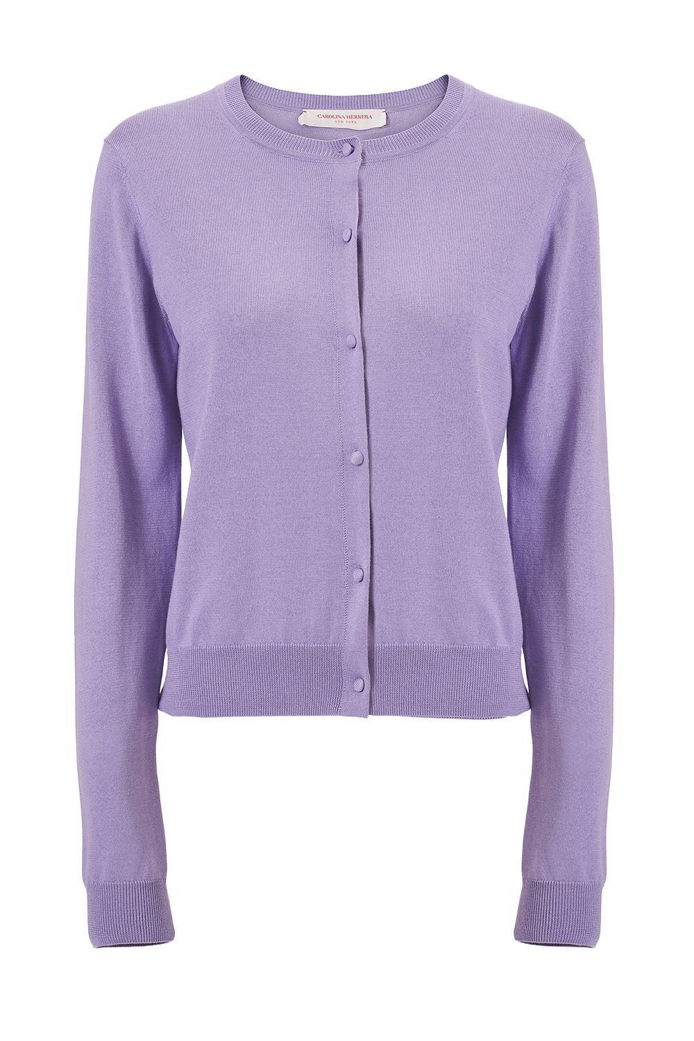 Longsleeve Cardigan-PURPLE-XS-CLOTHINGTOPSWEATER-CAROLINA HERRERA