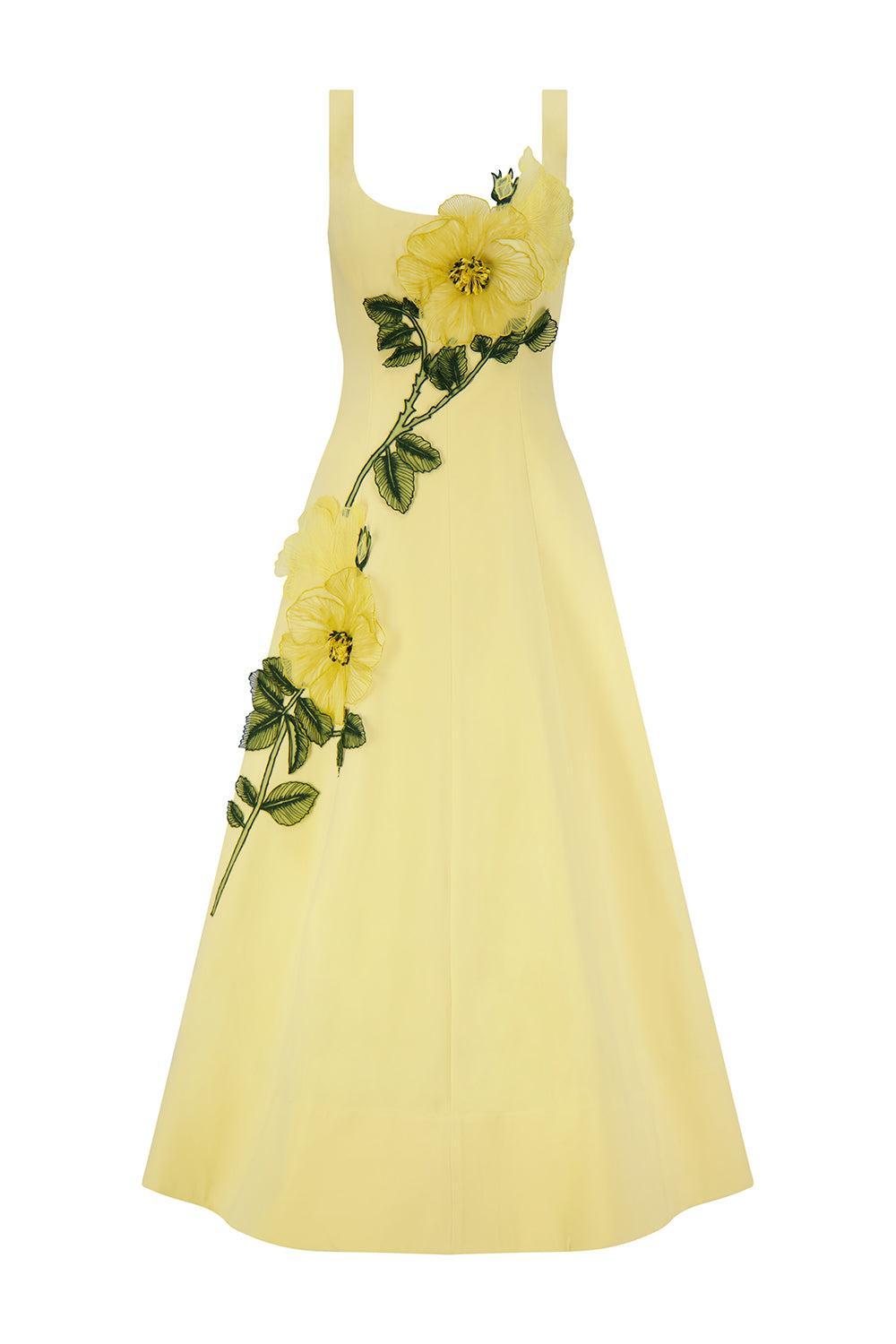 Peony Embroidered Full Dress-FLORAL-2-CLOTHINGDRESSCOCKTAIL-LELA ROSE