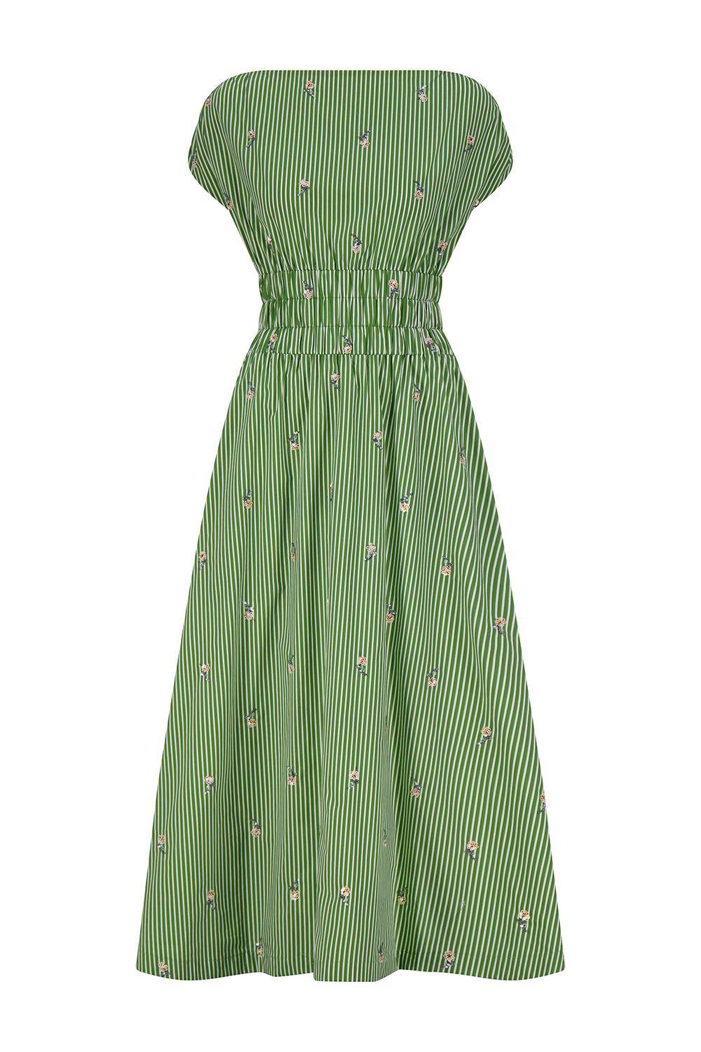 Embroidered Stripe Midi Dress-STRIPE-XS-CLOTHINGDRESSCASUAL-LELA ROSE