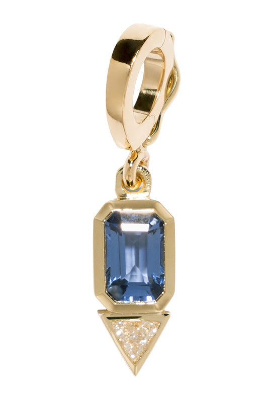 Blue Sapphire Diamond Trillion Charm