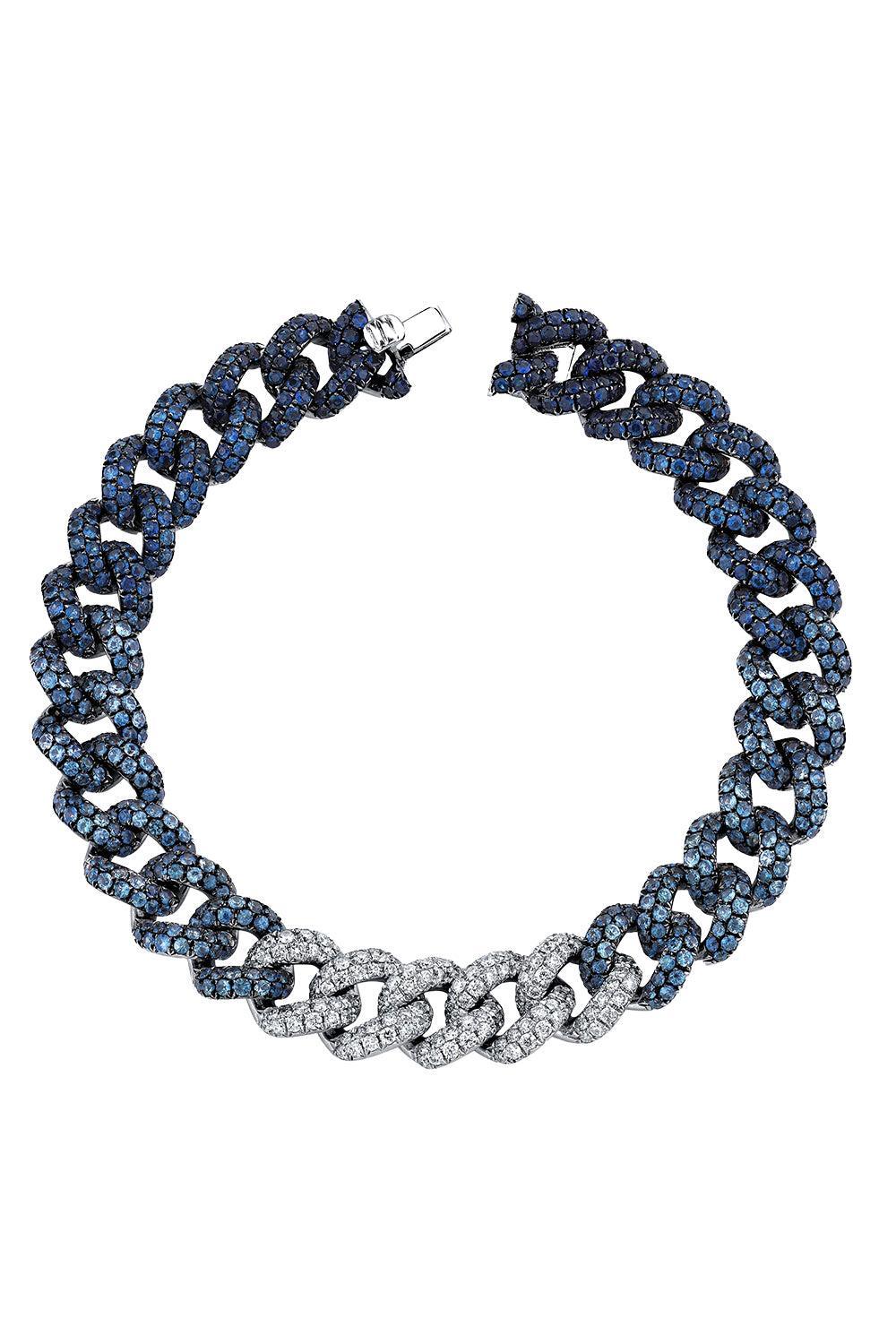 Blue Sapphire Ombre Essential Link Bracelet-WHITE GOLD-6.5-JEWELRYFINE JEWELBRACELET O-SHAY JEWELRY