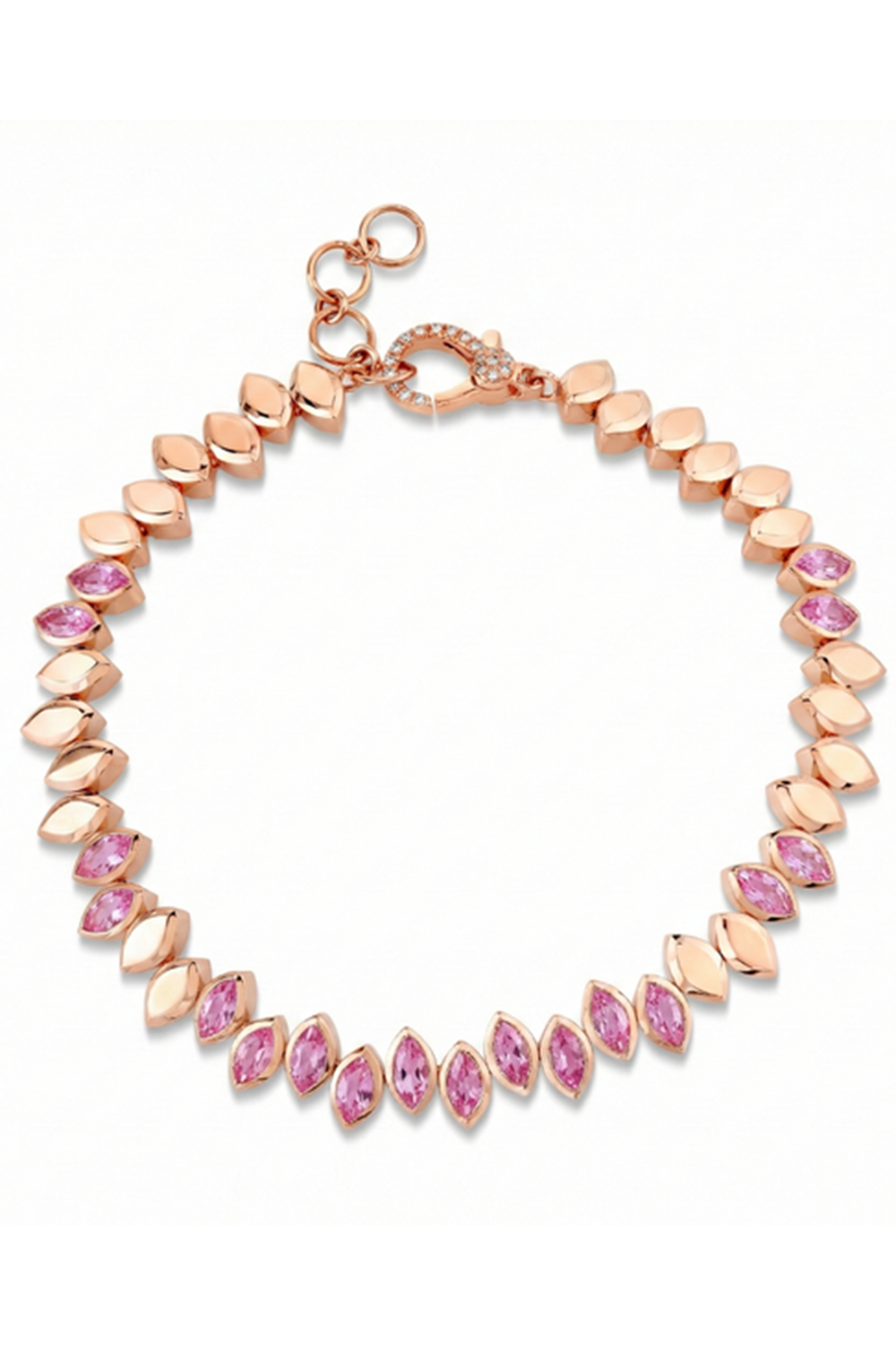 Pink Sapphire Partial Staggered Marquise Bracelet
