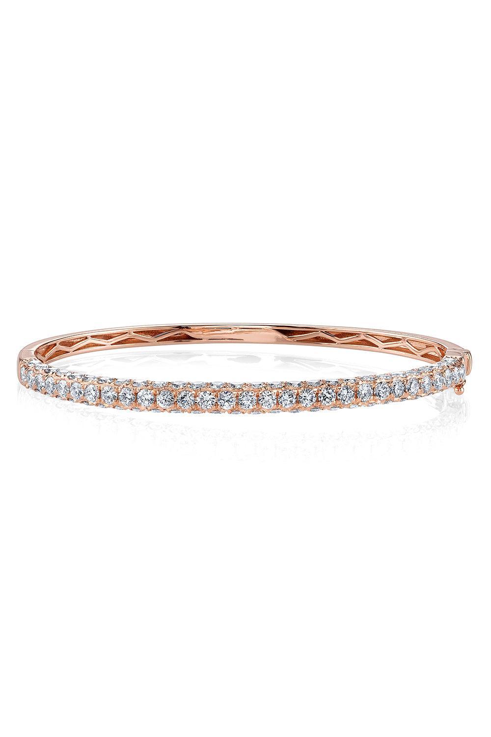 Diamond Three Sided Bangle Bracelet-ROSE GOLD-JEWELRYFINE JEWELBRACELET O-SHAY JEWELRY