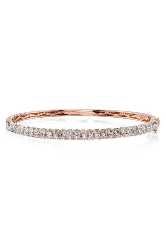 Diamond Three Sided Bangle Bracelet-ROSE GOLD-JEWELRYFINE JEWELBRACELET O-SHAY JEWELRY