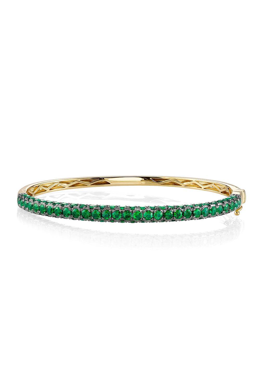 Emerald Three Sided Bangle Bracelet-YELLOW GOLD-JEWELRYFINE JEWELBRACELET O-SHAY JEWELRY