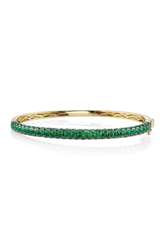 Emerald Three Sided Bangle Bracelet-YELLOW GOLD-JEWELRYFINE JEWELBRACELET O-SHAY JEWELRY