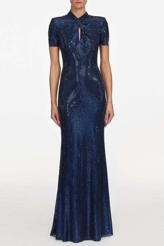 Rhinestone Twist Maxi Dress