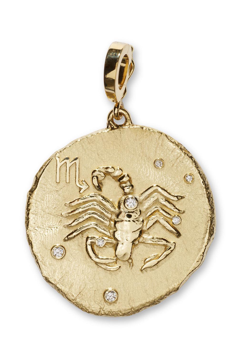 Of The Stars Large Scorpio Coin Pendant-YELLOW GOLD-JEWELRYFINE JEWELPENDANT-AZLEE