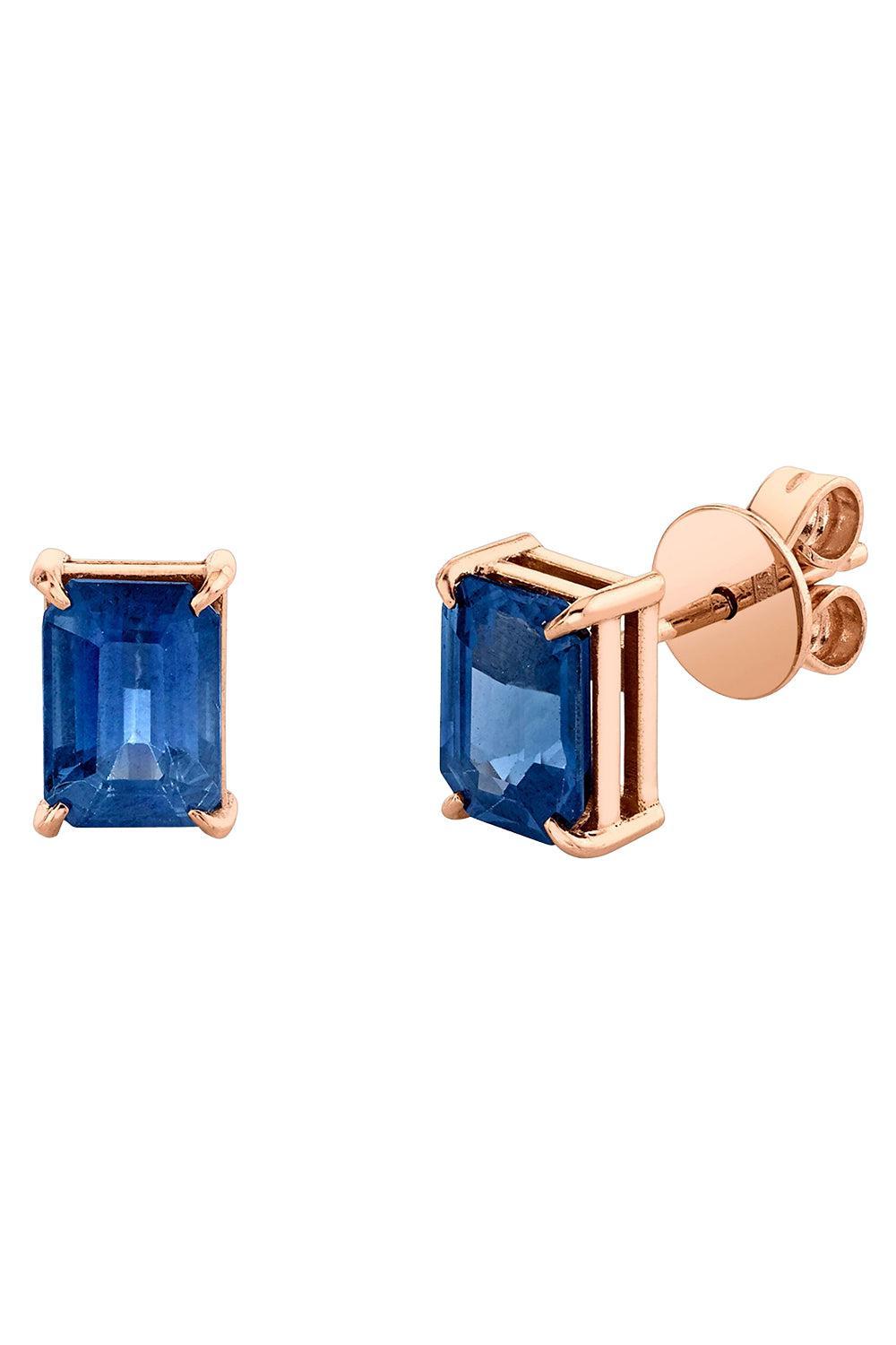 Blue Sapphire Stud Earrings-ROSE GOLD-JEWELRYFINE JEWELEARRING-SHAY JEWELRY