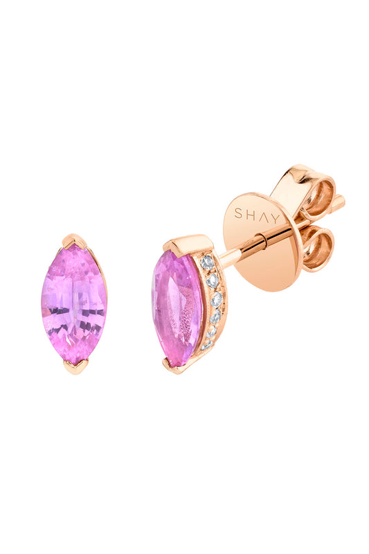 Pink Sapphire Diamond Marquise Stud Earrings