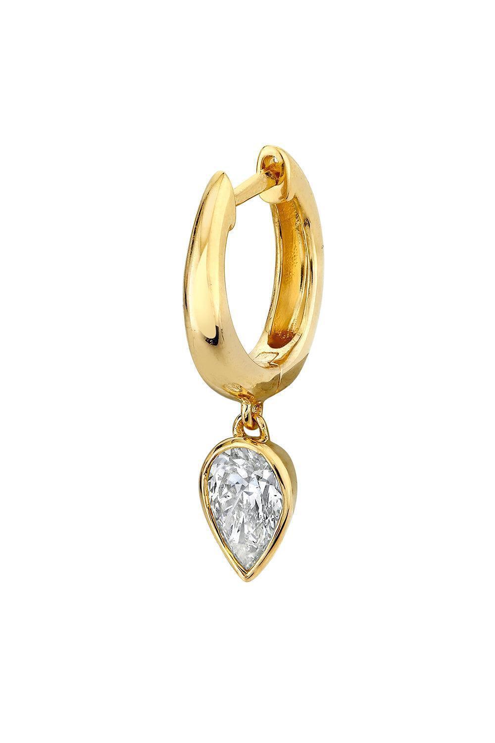 Diamond Pear Drop Huggie Earring-YELLOW GOLD-JEWELRYFINE JEWELEARRING-SHAY JEWELRY