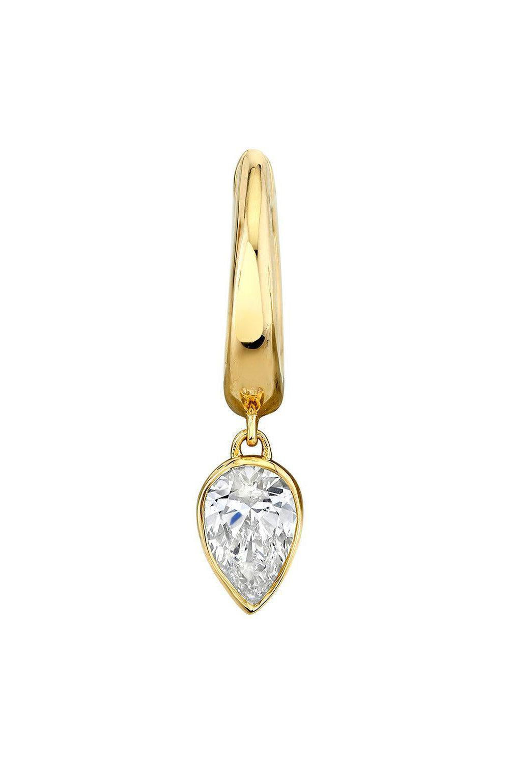 Diamond Pear Drop Huggie Earring-YELLOW GOLD-JEWELRYFINE JEWELEARRING-SHAY JEWELRY