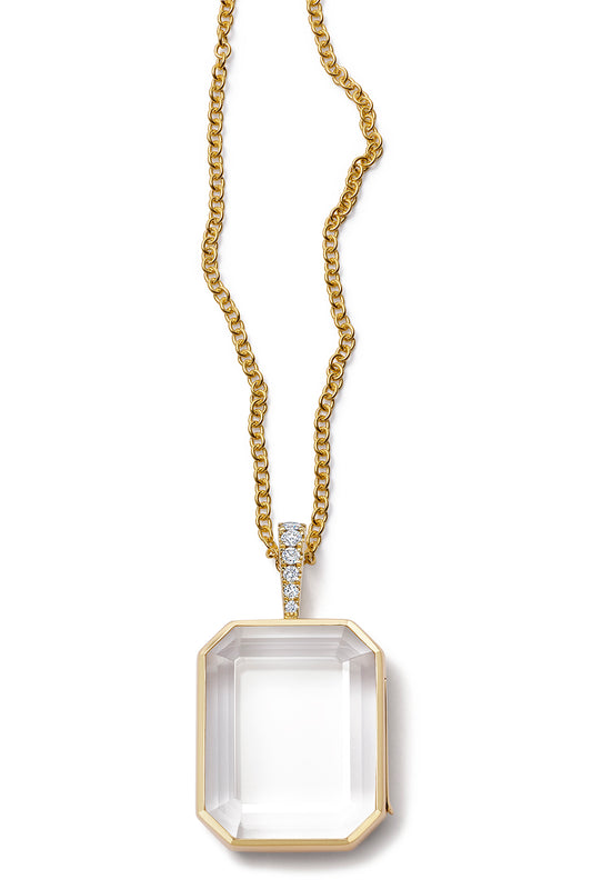 Diamond Baguette Rolo Chain Locket