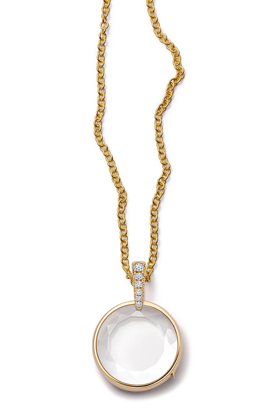 Diamond Lyra Locket Rolo Chain Necklace