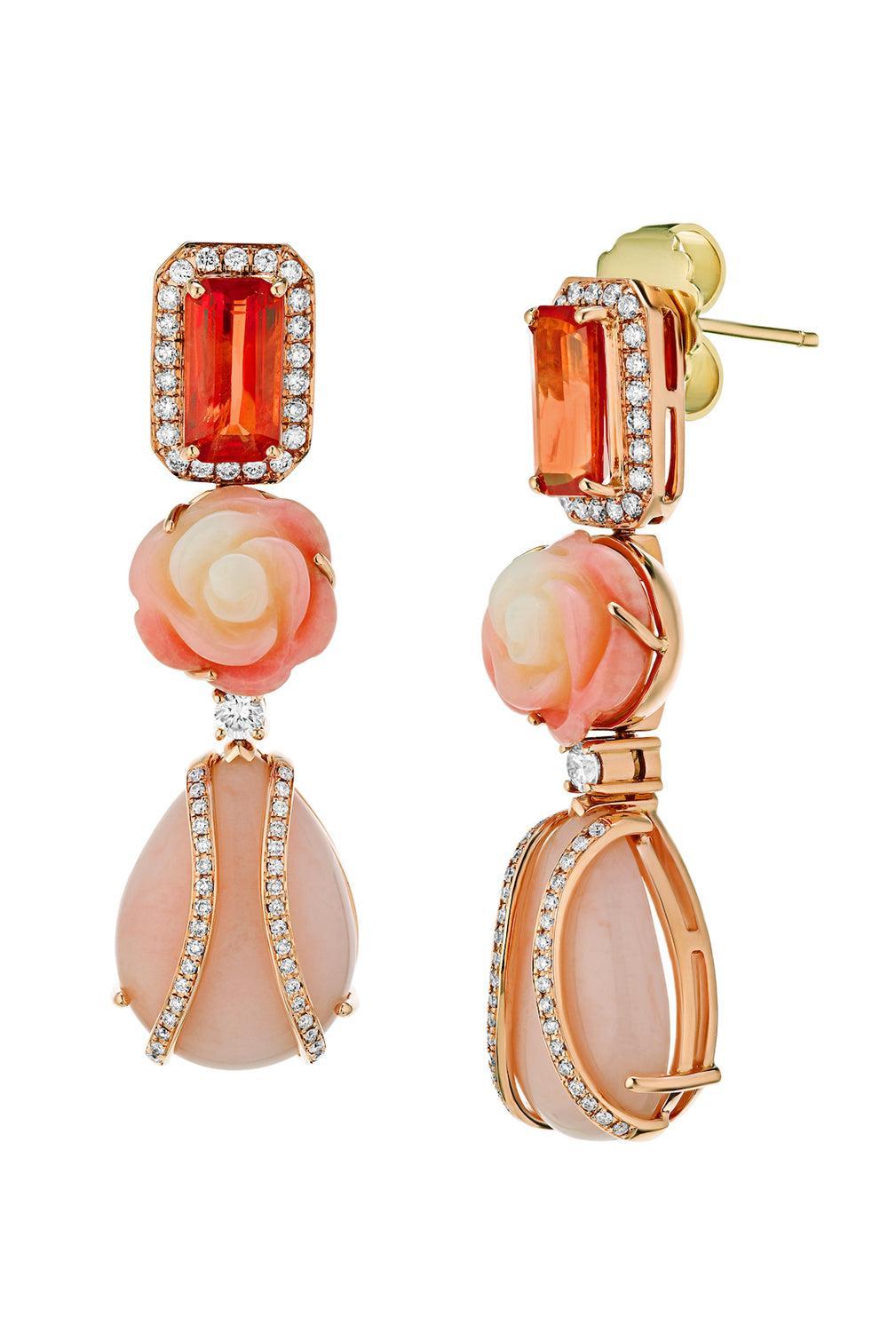 Diamond Opal Coral Drop Earrings-ROSE GOLD-JEWELRYFINE JEWELEARRING-ALEXANDER LAUT