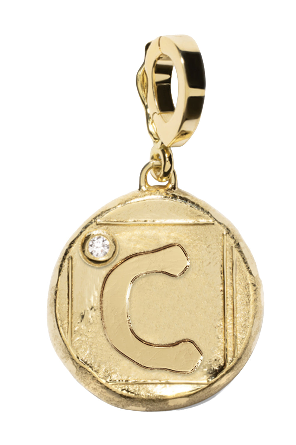 Diamond C Initial Signature Coin Pendant
