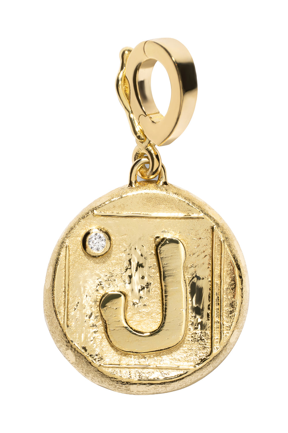 Diamond J Initial Signature Coin Pendant