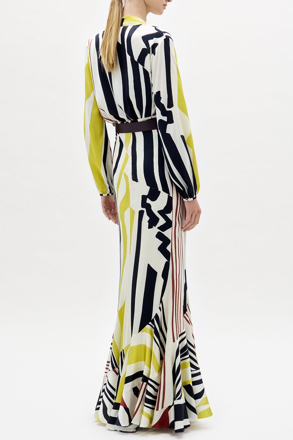 Florina Skirt - Distorted Multicolor Stripes-MULTI-XS-CLOTHINGSKIRTMAXI-SILVIA TCHERASSI